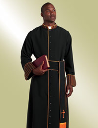 CASSOCK H-108 (Black with Kente Accents)(with free shipping)