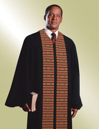 HERITAGE H-38 PULPIT ROBE (Black with Kente)(with free shipping)