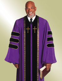 RT WESLEY H-158 PULPIT ROBE (Purple with Black Doctoral Bars)(with free ...